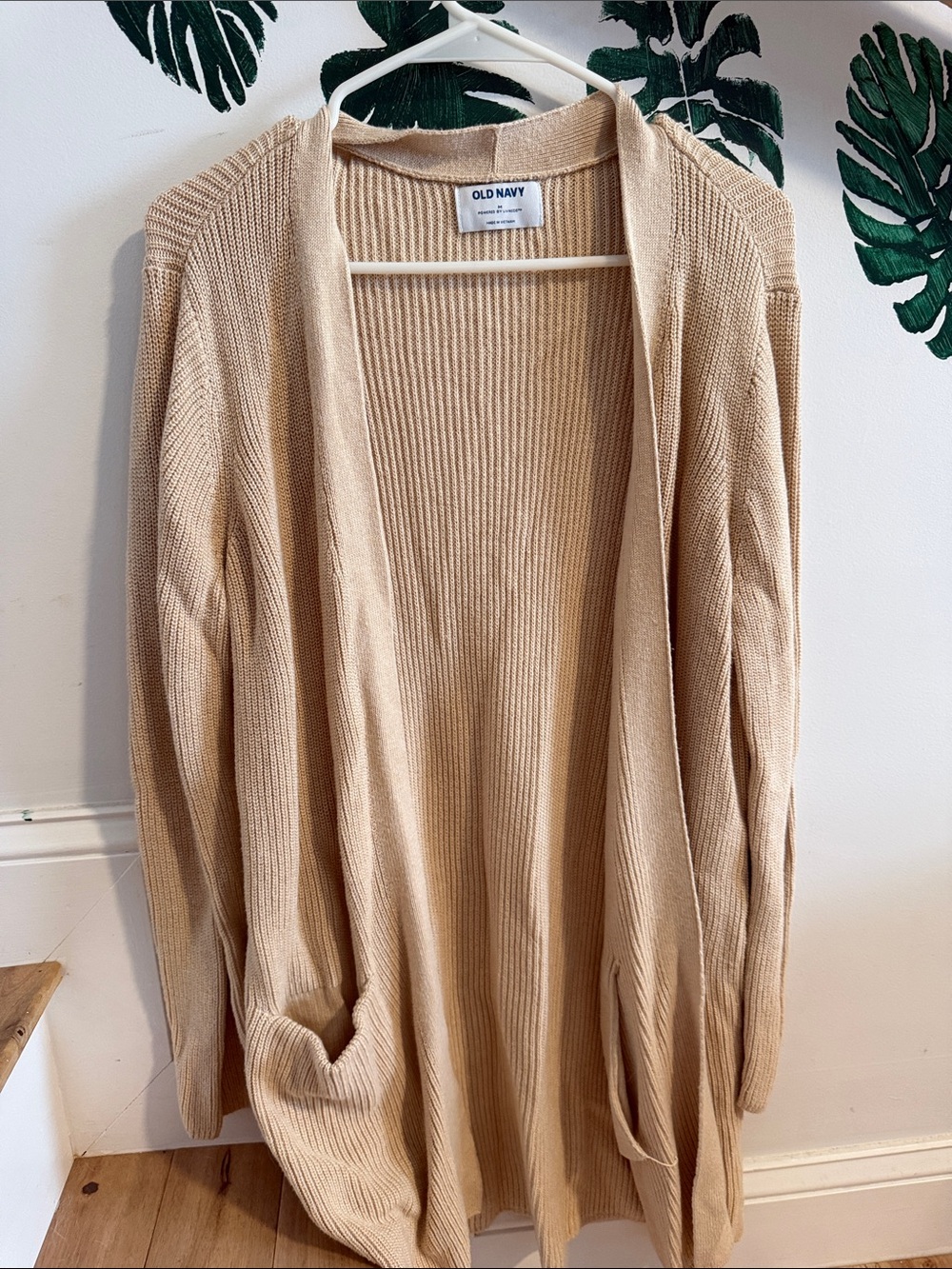 Old Navy Tan Open-Front Ribbed Cardigan